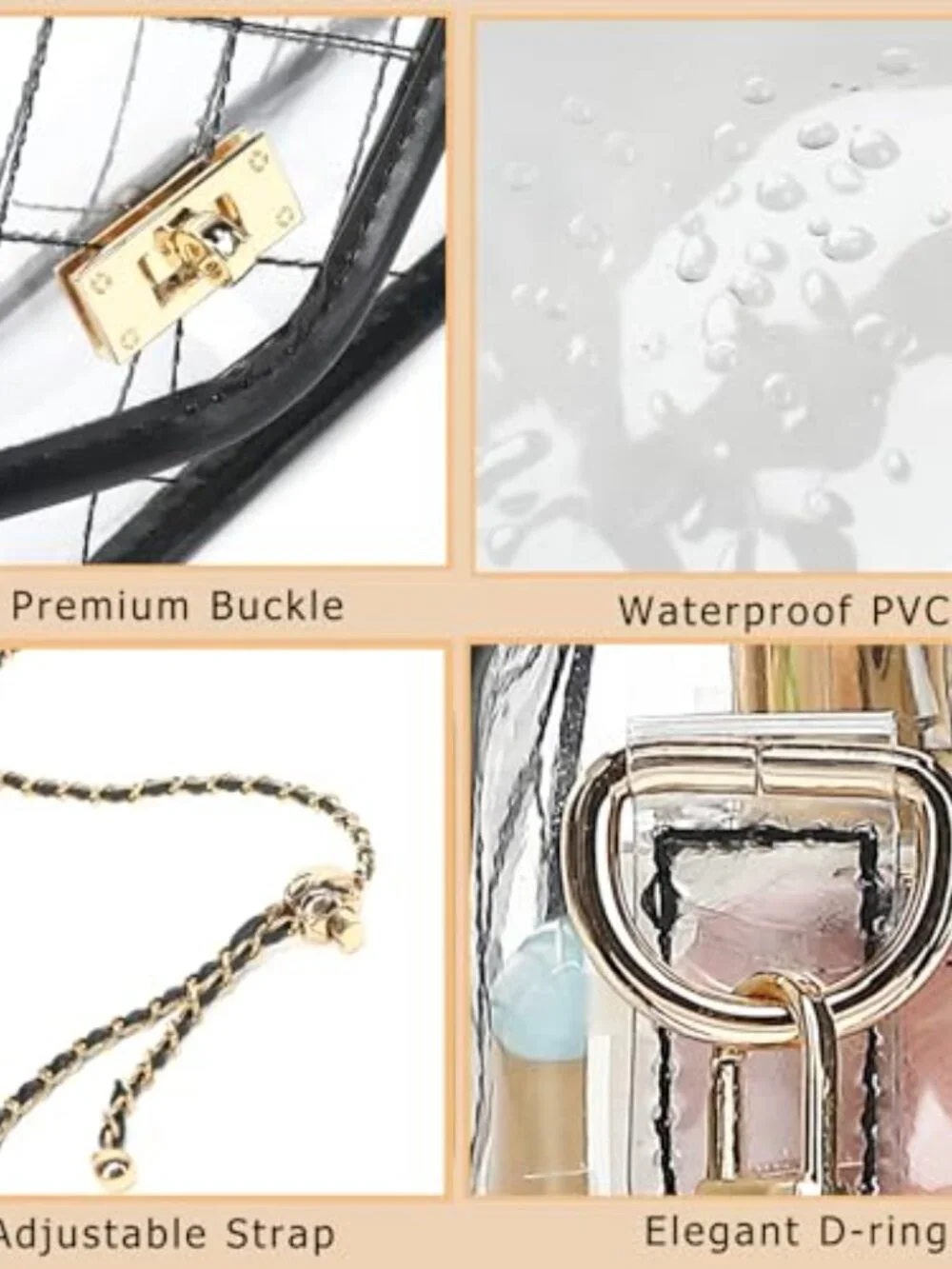 Clear Quilted PVC Crossbody Bag Stadium Approved Concerts